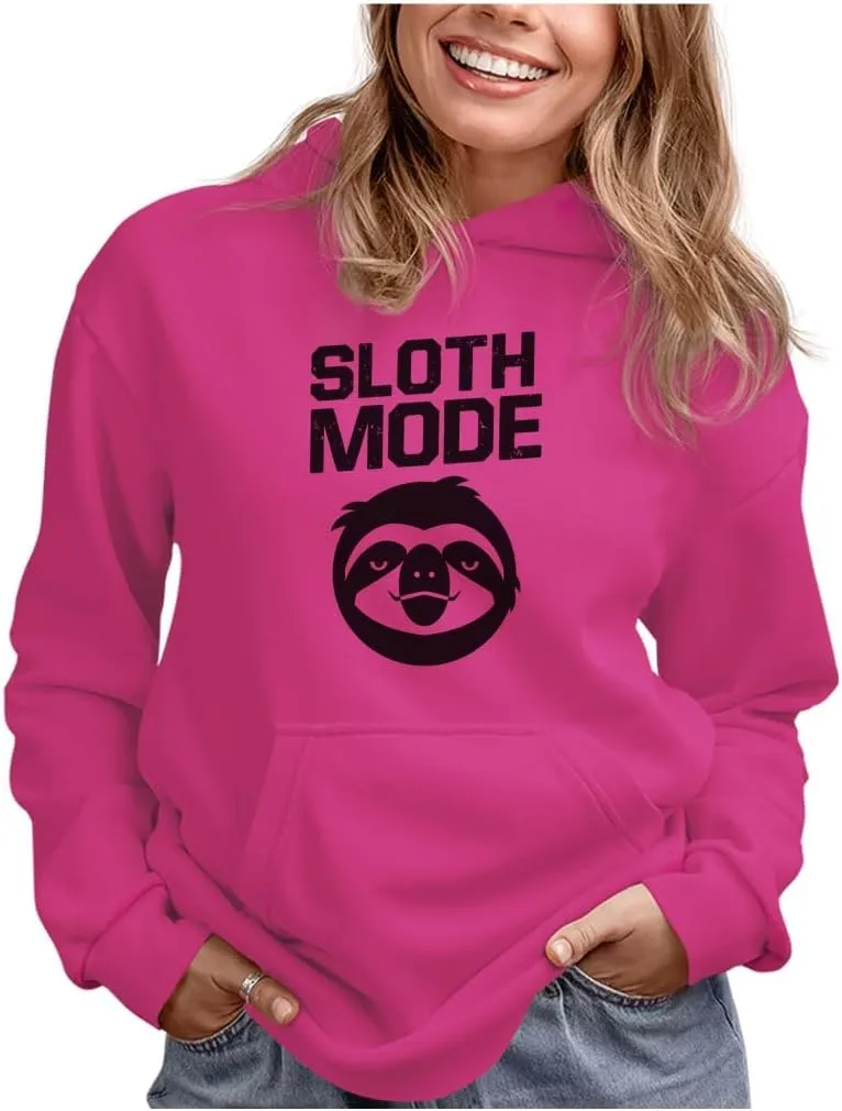 Tstars Sloth Mode Hoodie Sloths Gifts for Women Teen Girls Novelty Funny Sweatshirt Hoodies