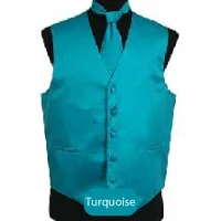 Turquoise Mens Solid Vest