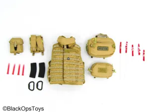 USMC Dog Trainer - Tan Female MOLLE Vest w/Pouch Set & Flags