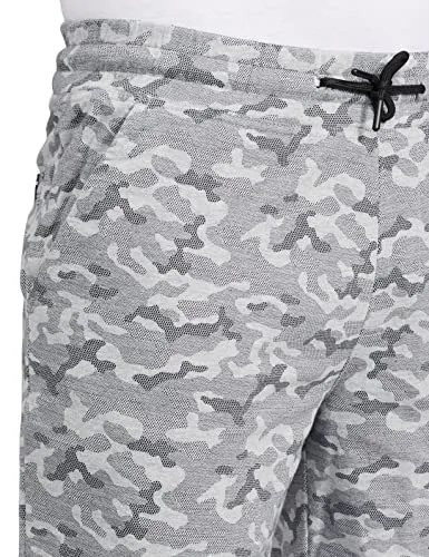 Van Heusen Men Sport Camo Print Knit Shorts - Drawstring Waist, Ultra Soft_70015_Grey Melange AOP_L