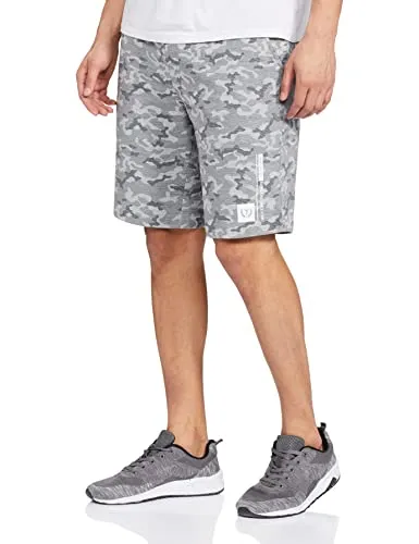 Van Heusen Men Sport Camo Print Knit Shorts - Drawstring Waist, Ultra Soft_70015_Grey Melange AOP_L