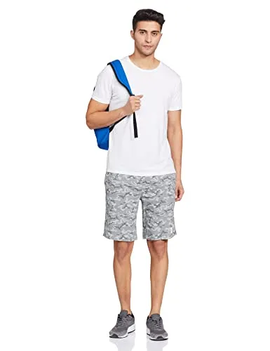 Van Heusen Men Sport Camo Print Knit Shorts - Drawstring Waist, Ultra Soft_70015_Grey Melange AOP_L