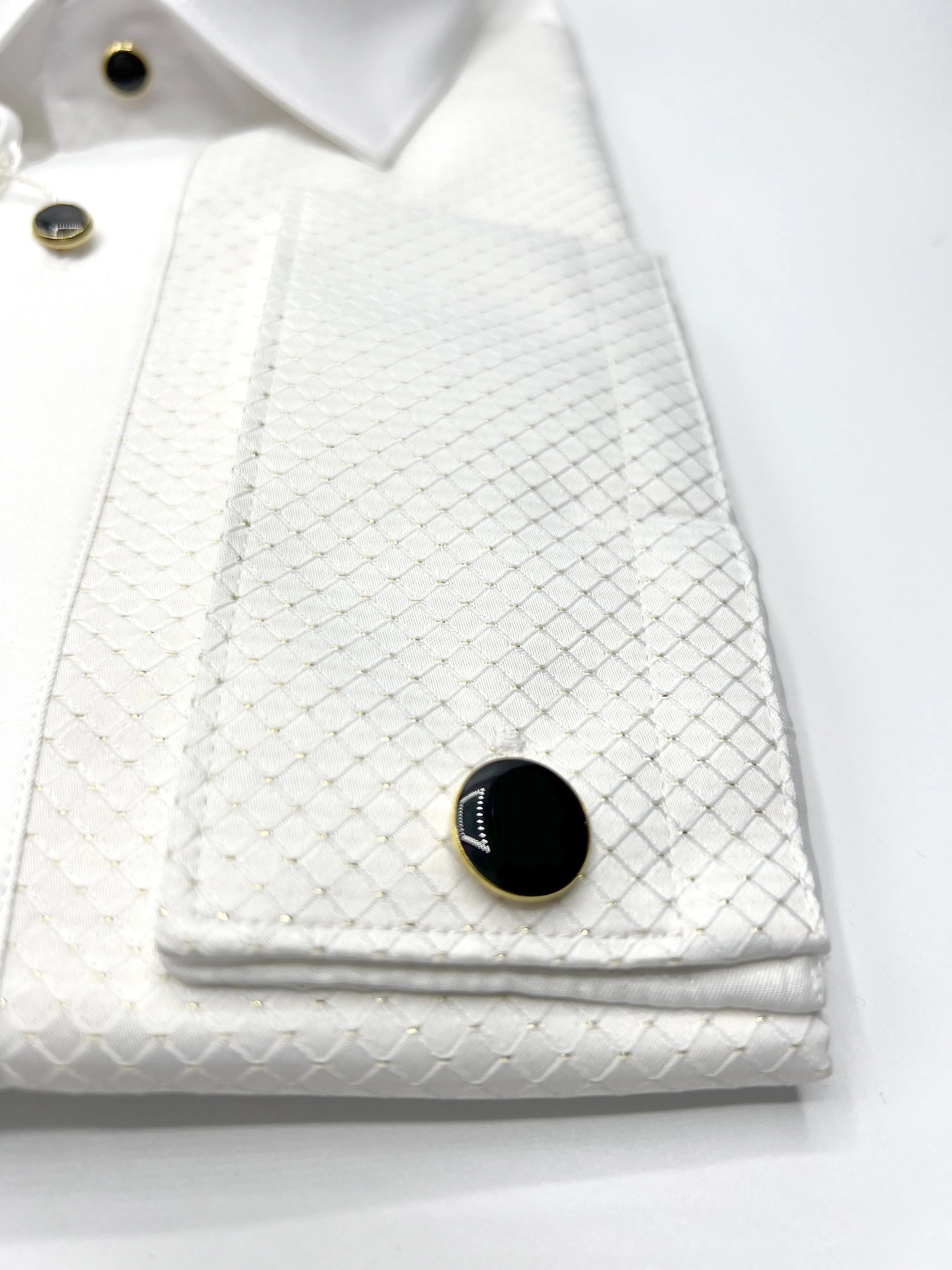 Vercini Pin Dot Embellished Mesh Elegance Dress Shirt