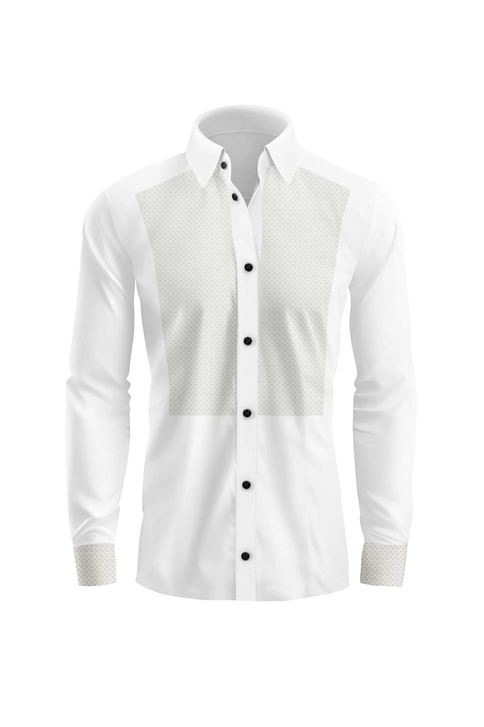 Vercini Pin Dot Embellished Mesh Elegance Dress Shirt