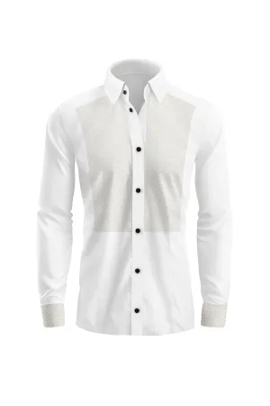 Vercini Pin Dot Embellished Mesh Elegance Dress Shirt