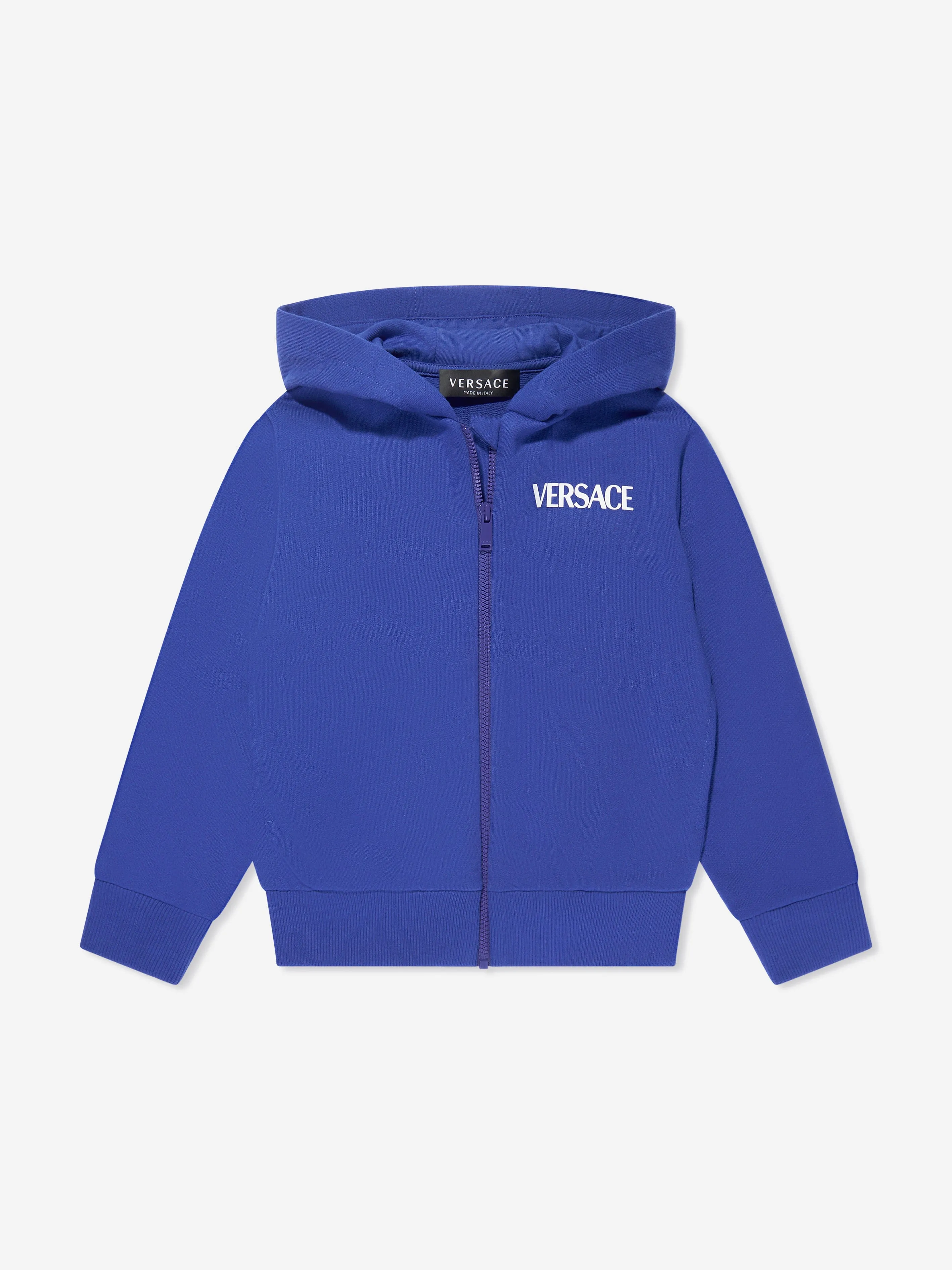 Versace Boys Logo Zip Up Top in Blue