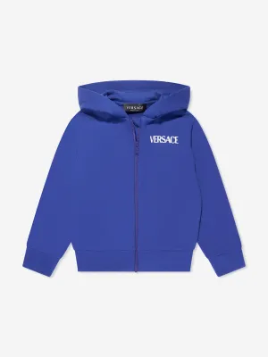 Versace Boys Logo Zip Up Top in Blue