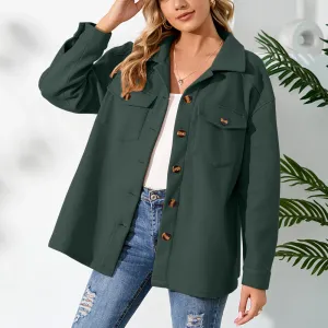 Warm Plush Single-Breasted Women Pocket Jacket Wholesale Coats
