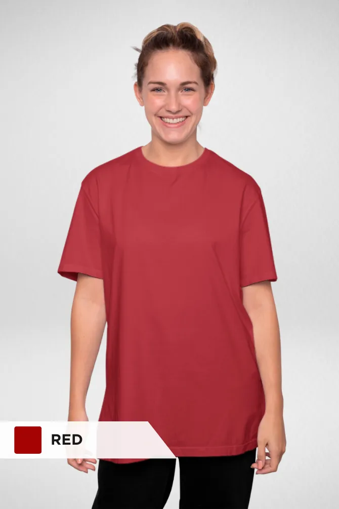 White and Red Oversized T-Shirts Combo for Women