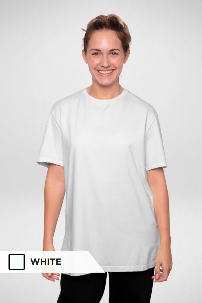 White and Red Oversized T-Shirts Combo for Women