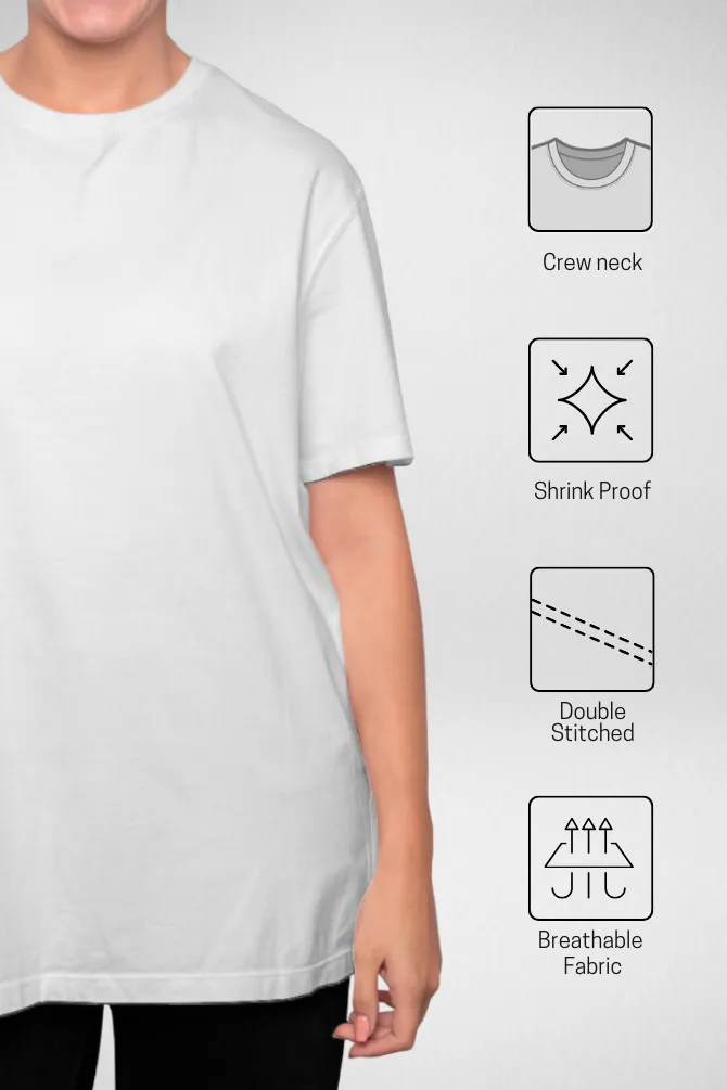 White and Red Oversized T-Shirts Combo for Women