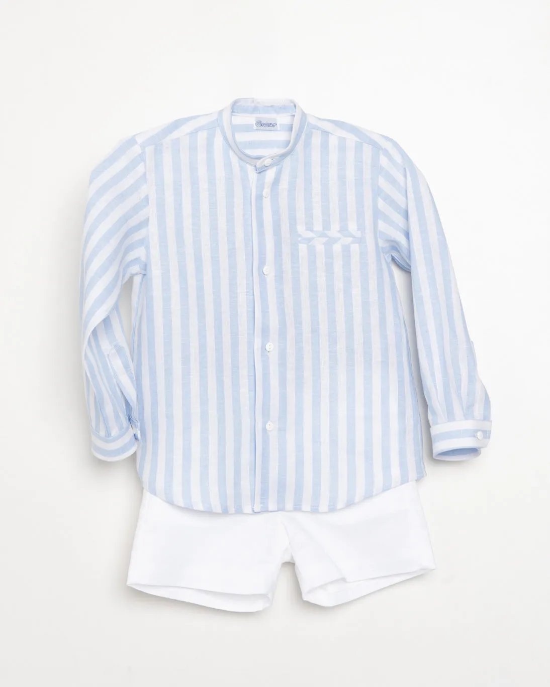 White Linen Blend Shorts