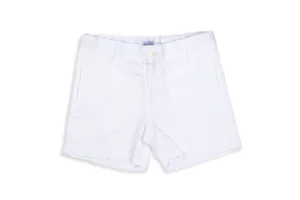 White Linen Blend Shorts