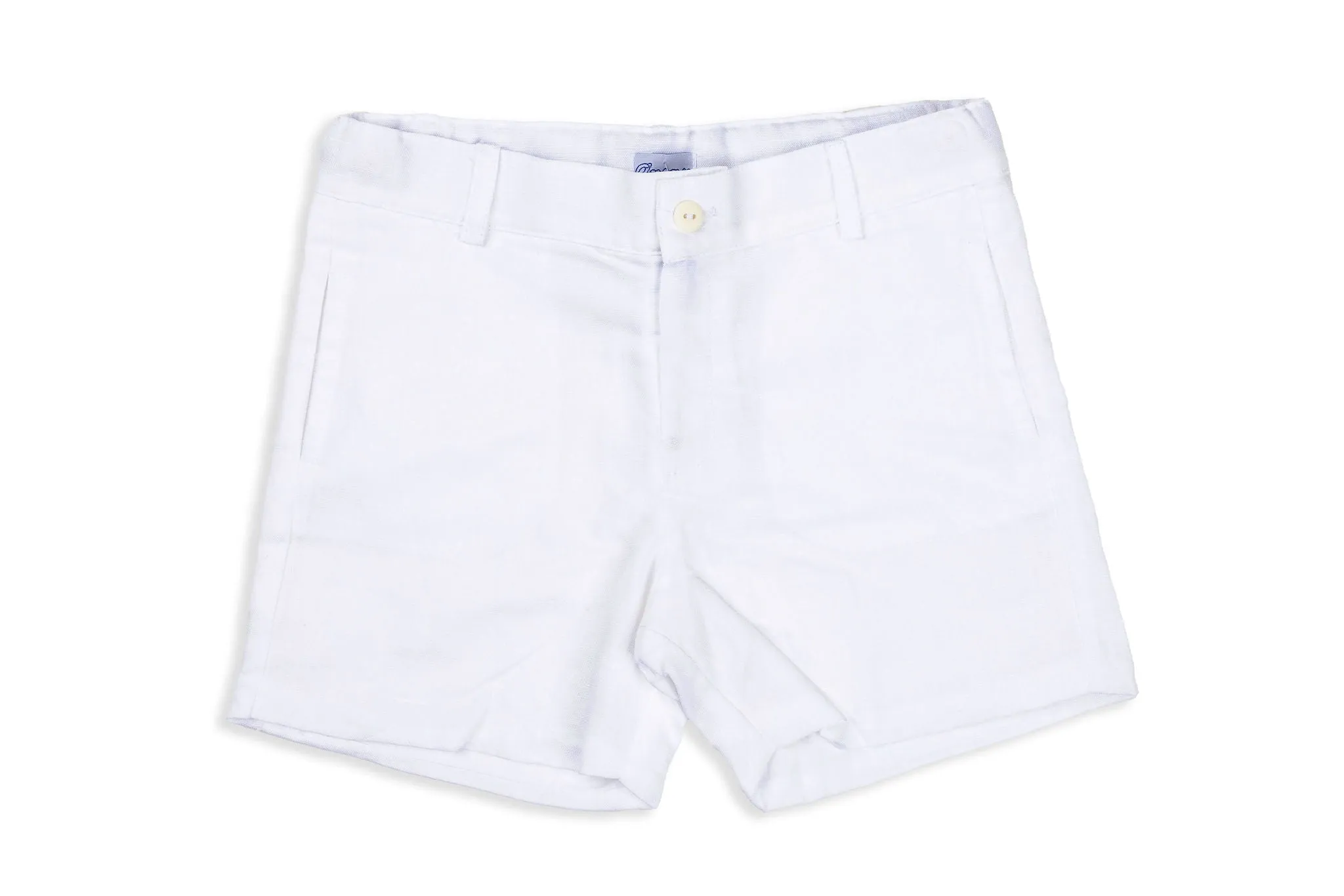 White Linen Blend Shorts