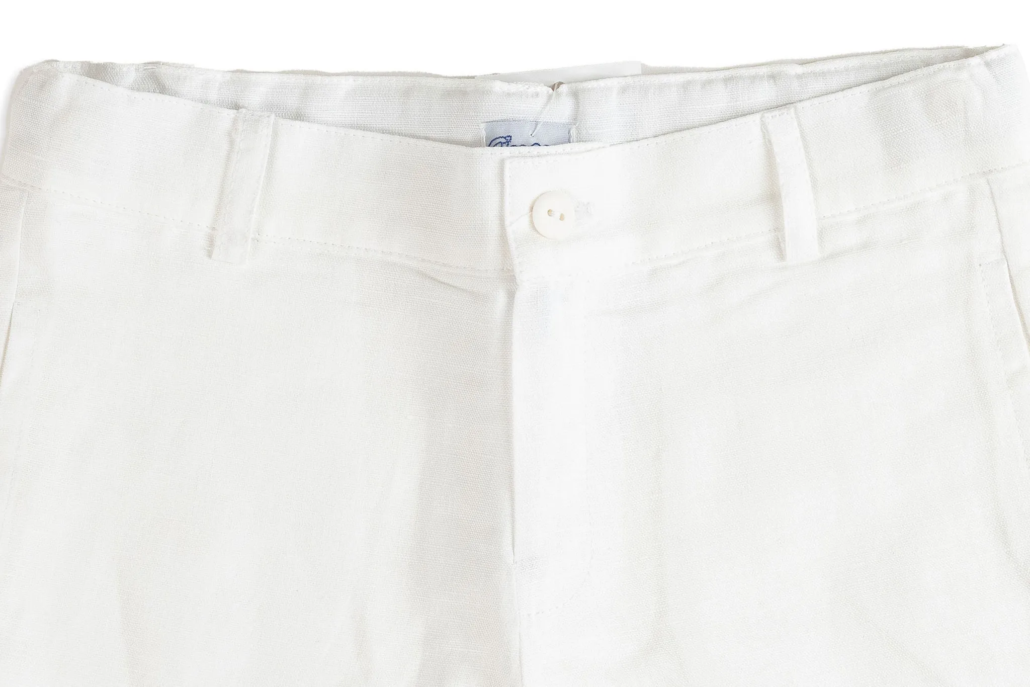 White Linen Blend Shorts