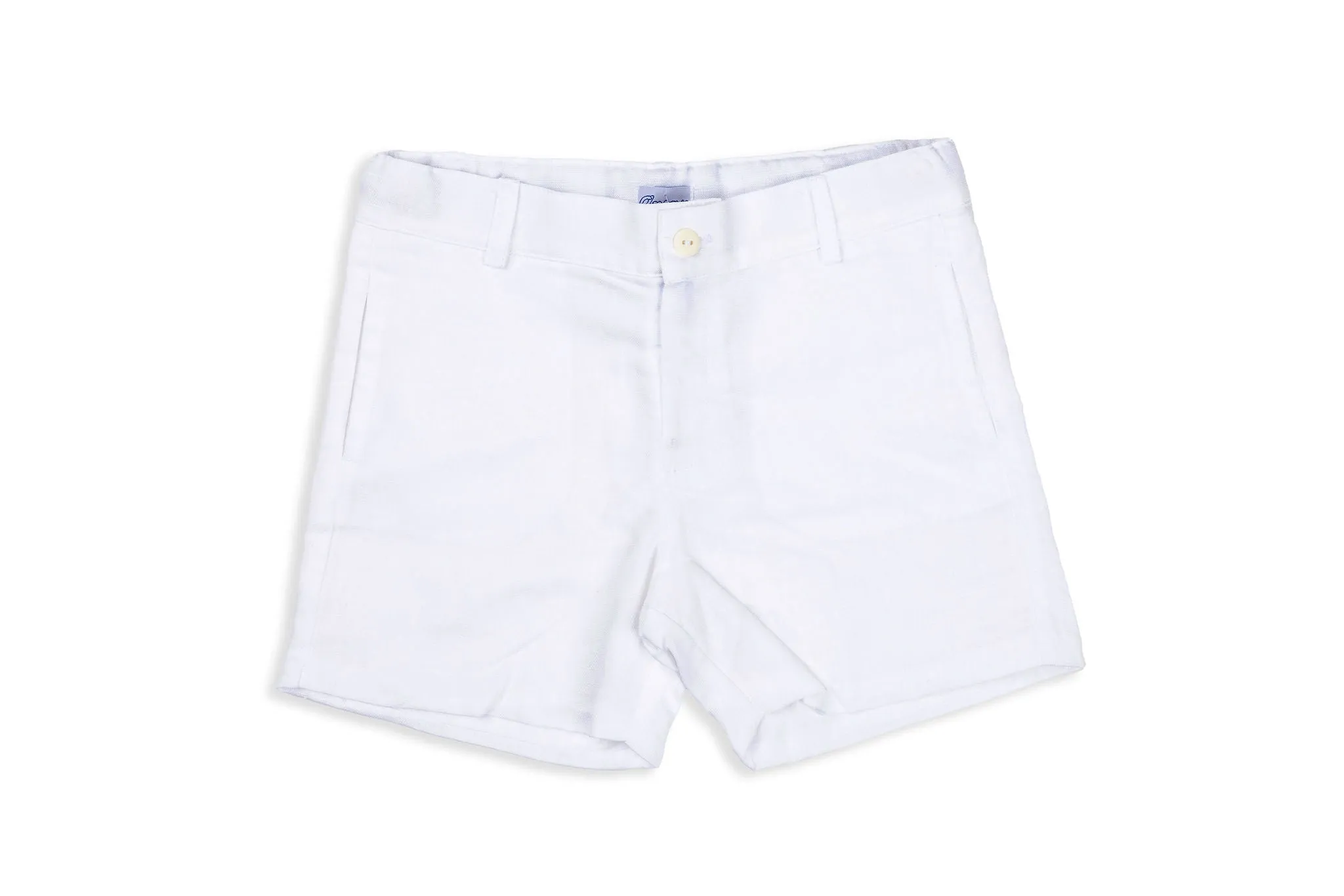 White Linen Blend Shorts