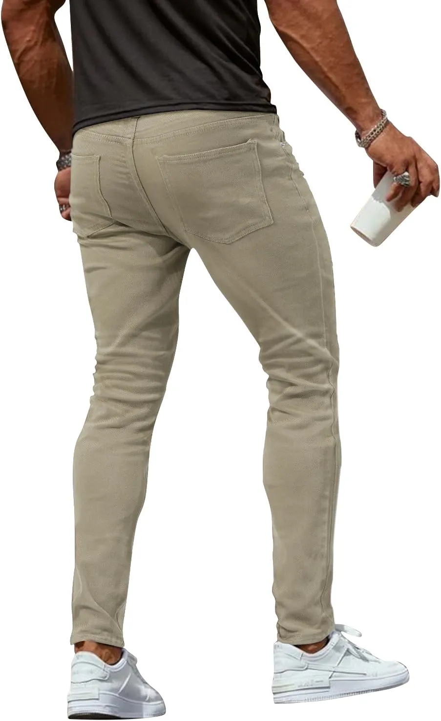 Woenzaia Mens Jeans Slim Fit Skinny Denim Stretch Tapered Jean Pants
