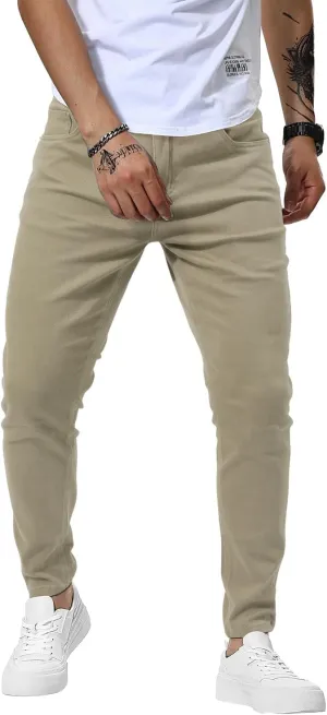Woenzaia Mens Jeans Slim Fit Skinny Denim Stretch Tapered Jean Pants