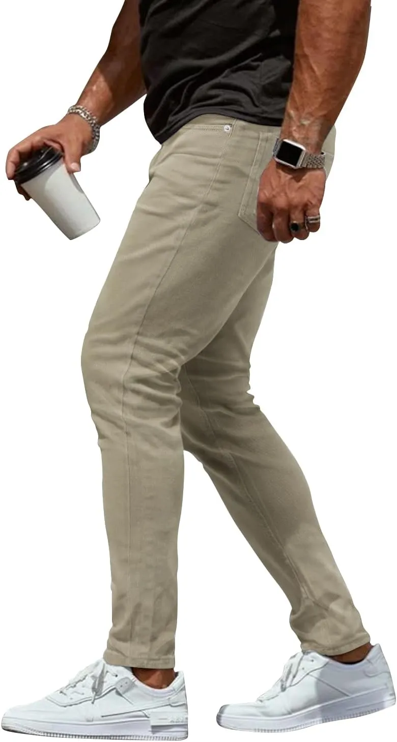 Woenzaia Mens Jeans Slim Fit Skinny Denim Stretch Tapered Jean Pants