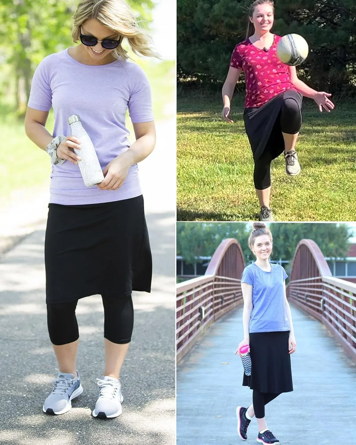 Women Athletic Knee Length Skirts with Leggings,Skorts Leggings&Skirted Capris Skorts for Women Yoga Pockets