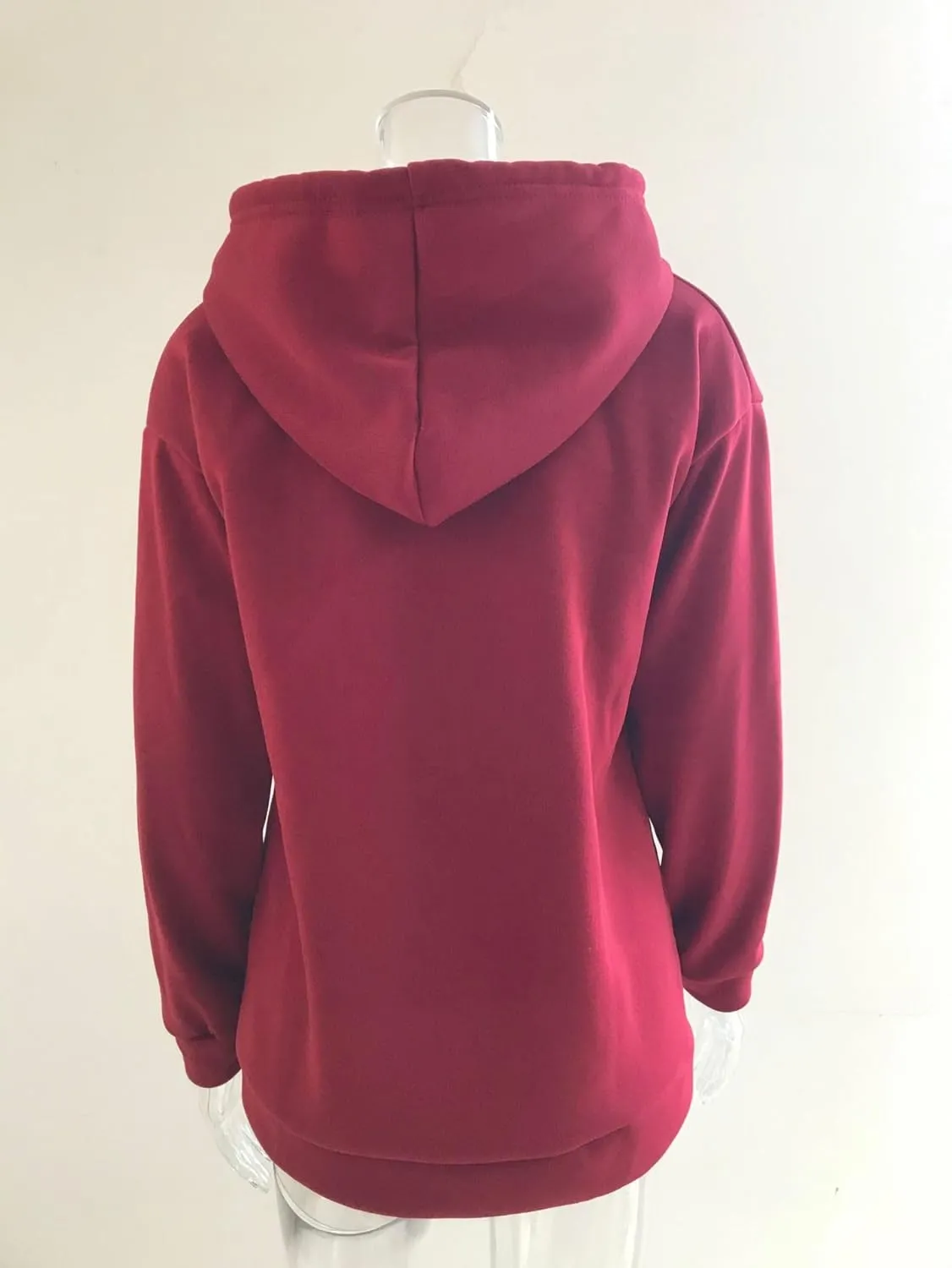 Women's Button Down Drawstring Hooded Pullover V-Neck Long Strap Kangaroo Pocket Oversized Hoodie