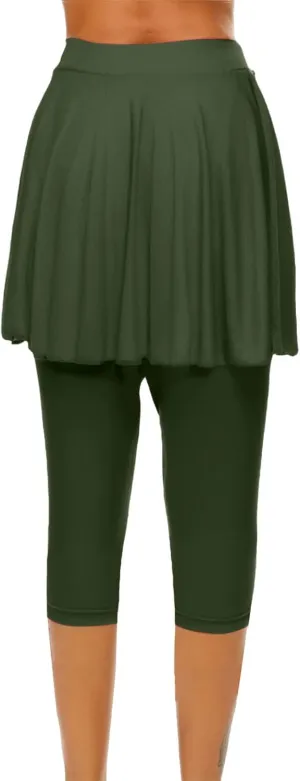 Womens Capri Yoga Legging with Skirts Women's Athletic Ruffle Skort with Leggings Golf Skirts Yoga Leggings