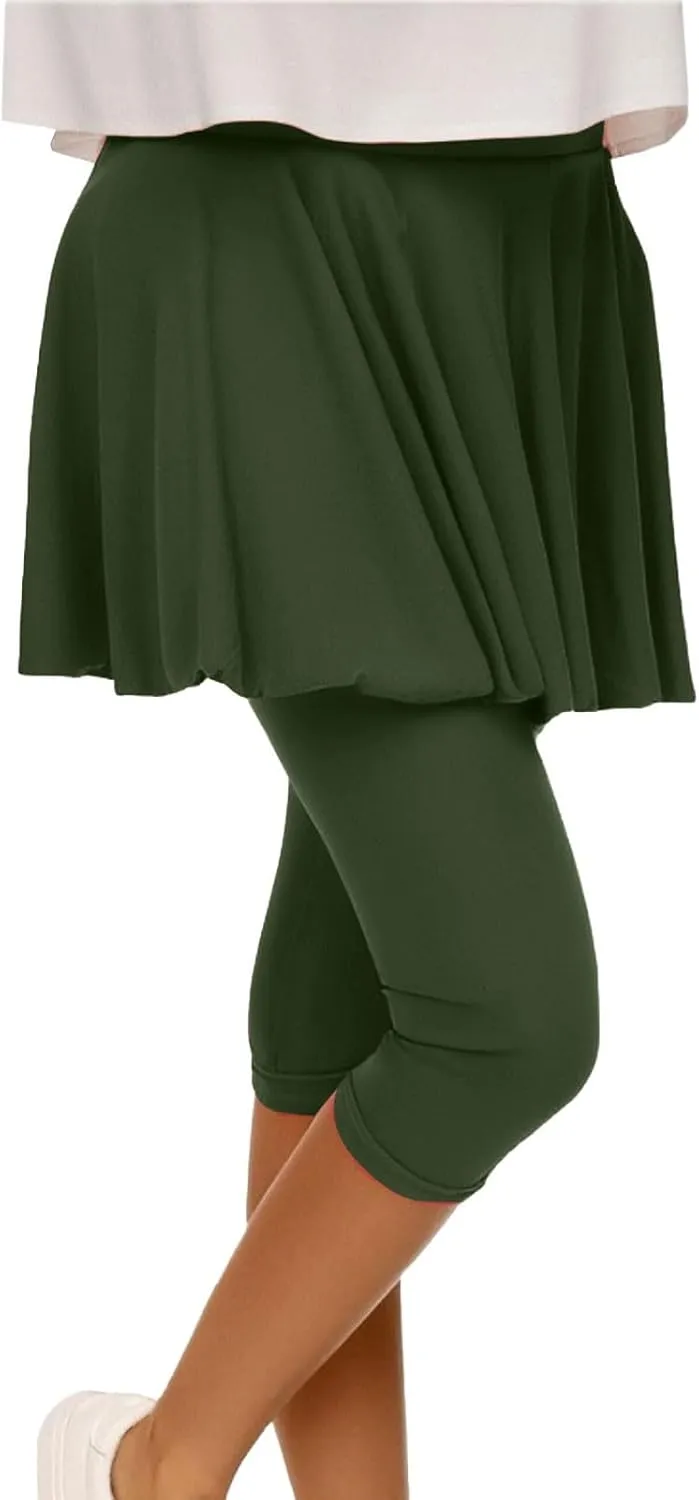 Womens Capri Yoga Legging with Skirts Women's Athletic Ruffle Skort with Leggings Golf Skirts Yoga Leggings