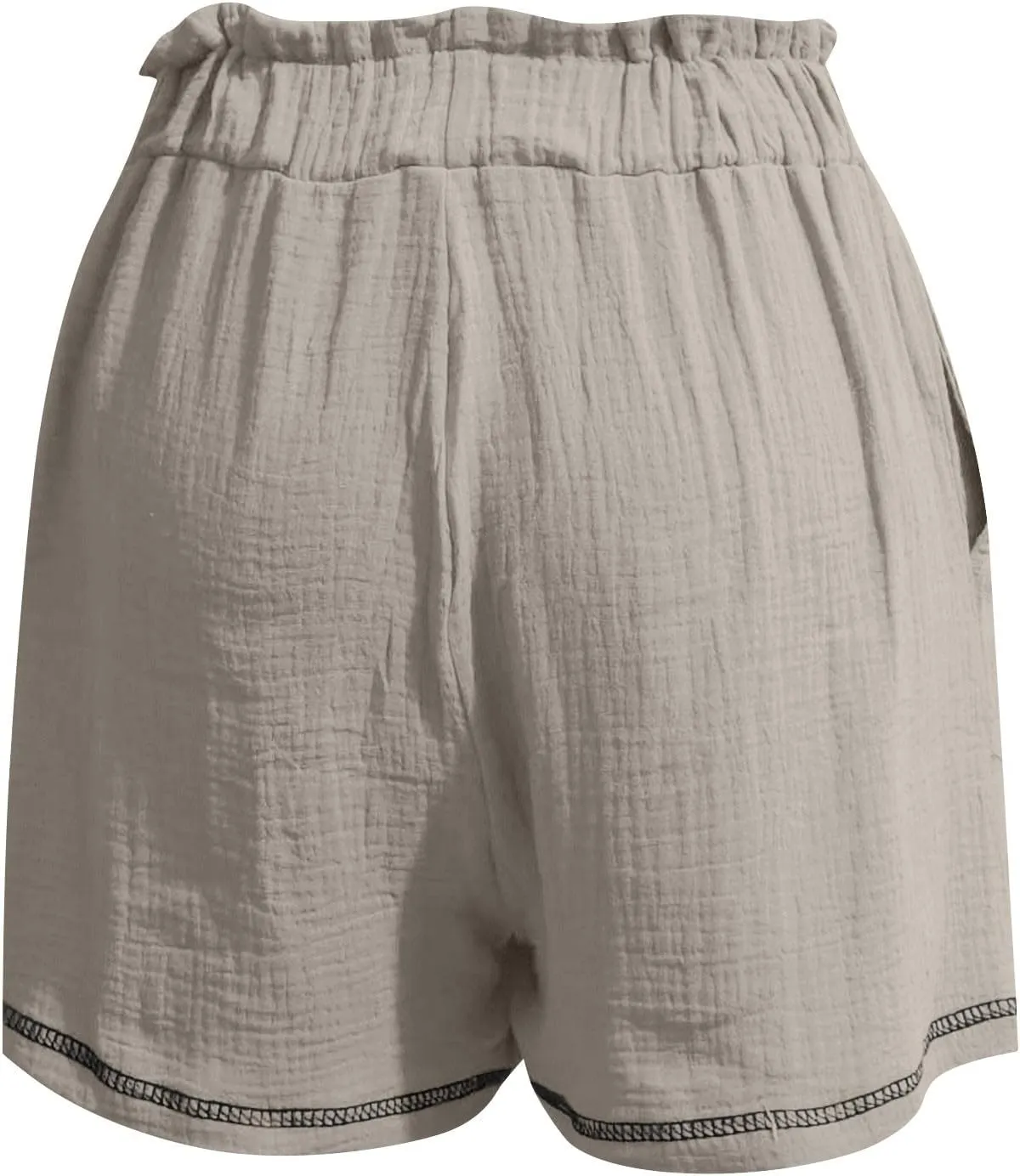 Womens Casual Shorts Cotton High Waist 2024 Solid Color Beach Cruise Shorts Comfy Loose Fit Summer Lounge Pants with Pockets