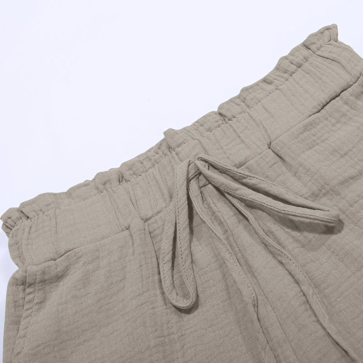 Womens Casual Shorts Cotton High Waist 2024 Solid Color Beach Cruise Shorts Comfy Loose Fit Summer Lounge Pants with Pockets