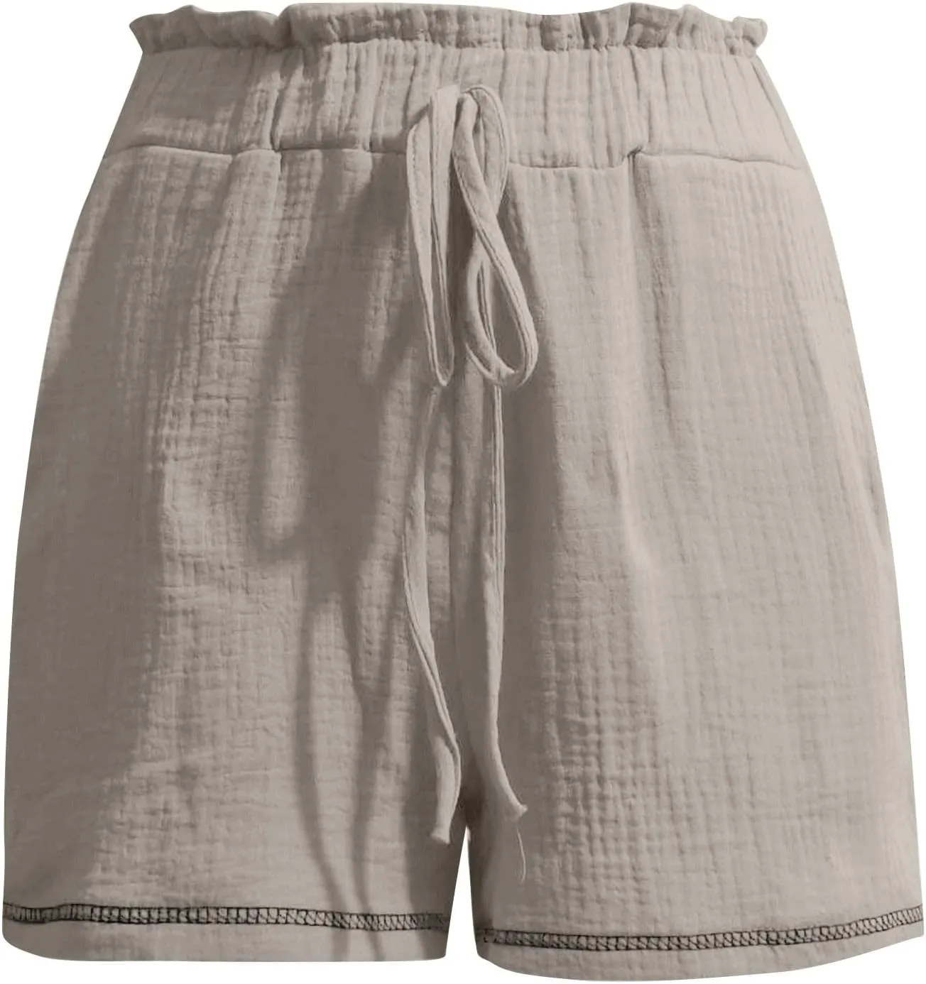 Womens Casual Shorts Cotton High Waist 2024 Solid Color Beach Cruise Shorts Comfy Loose Fit Summer Lounge Pants with Pockets
