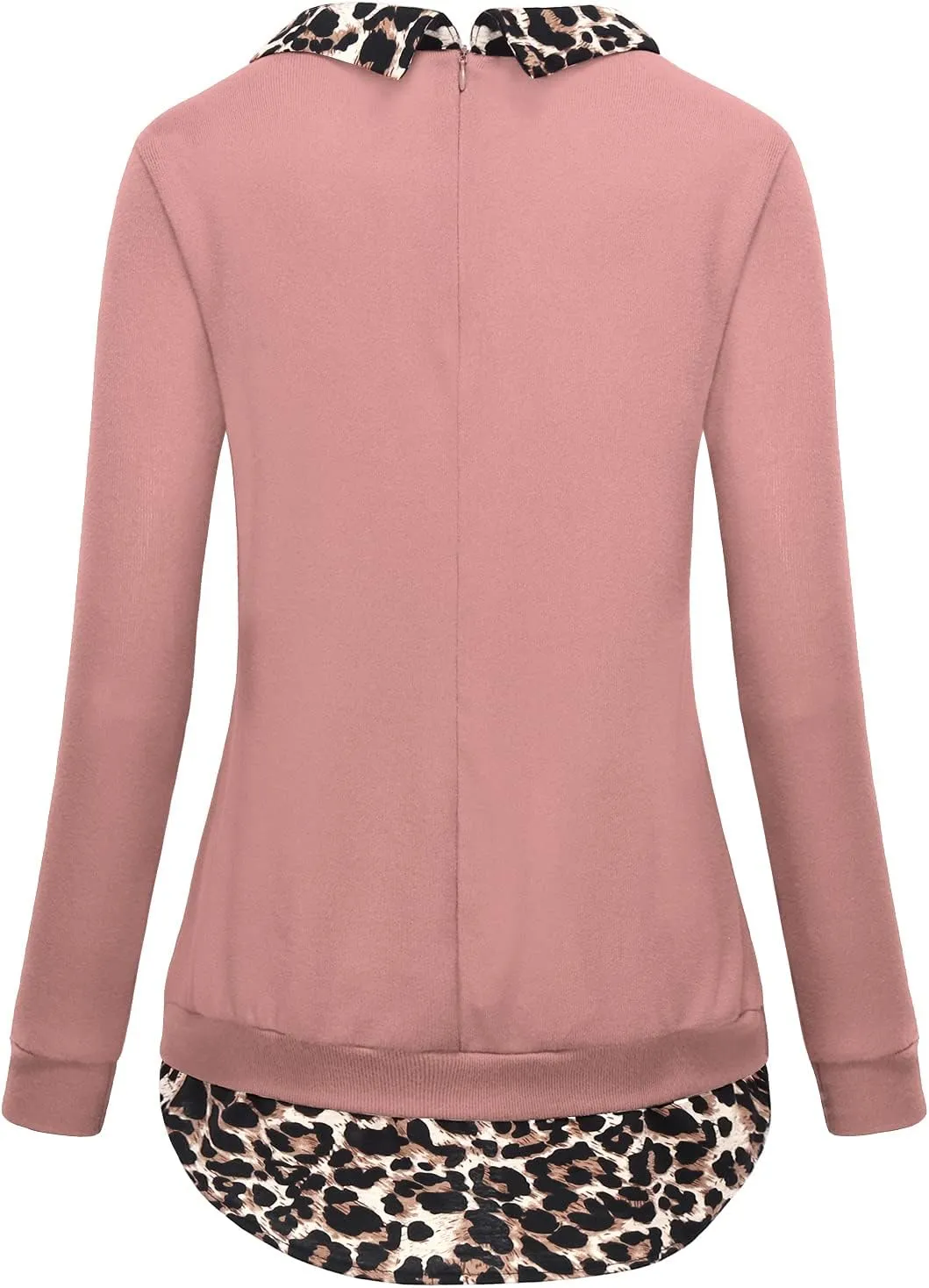 Women's Classy Lapel Collar Long Sleeve Curved Hem Tunic Sweatshirt