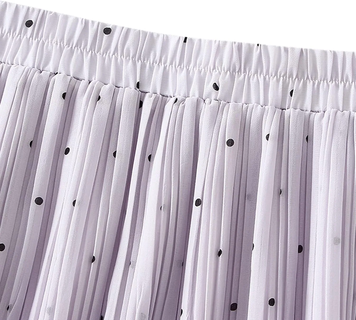 Women's Dot Print Midi Skirts Elastic High Waist Double Layer Chiffon Pleated Skirts Summer Casual A-line Skirts