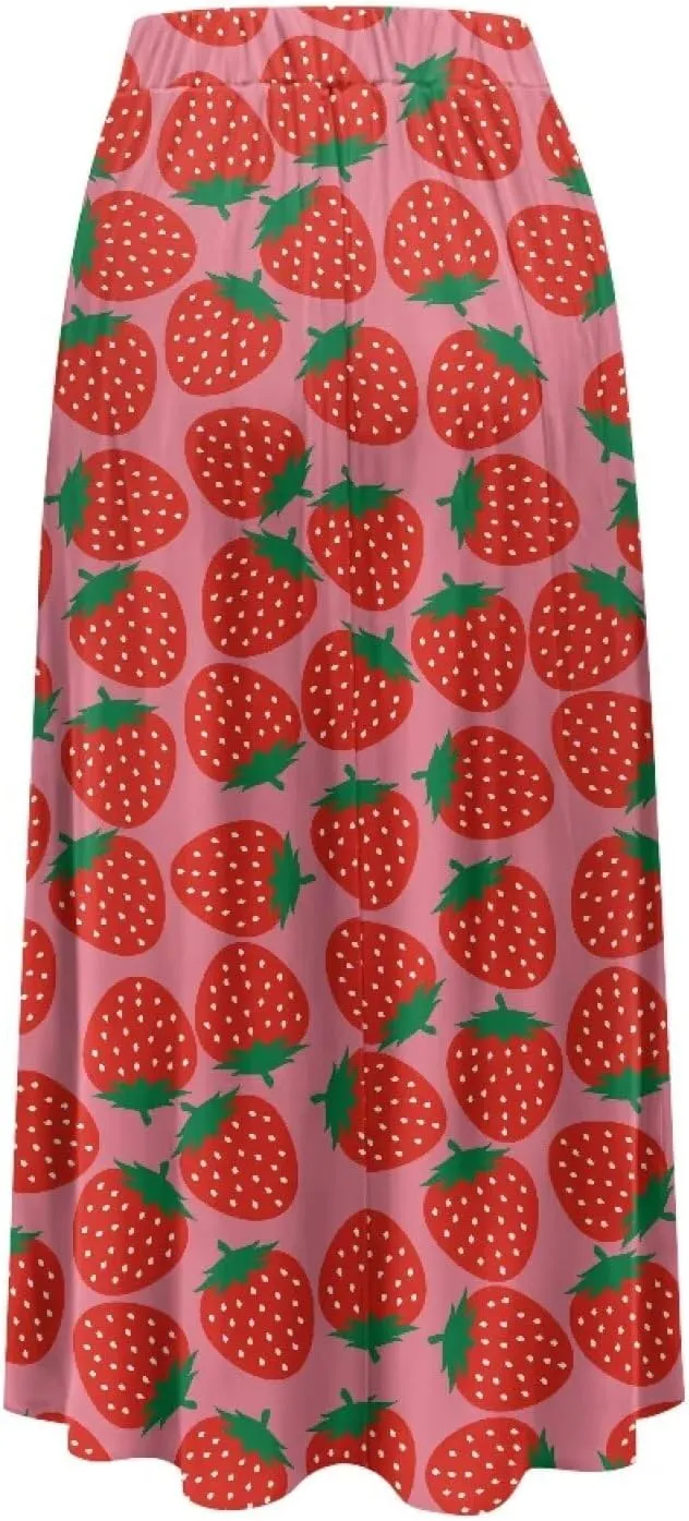Women's Flowy Maxi Skirt High Waist Leopard Skirts with Pockets Elegant Going Out Work Party A-Line Skirt Summer