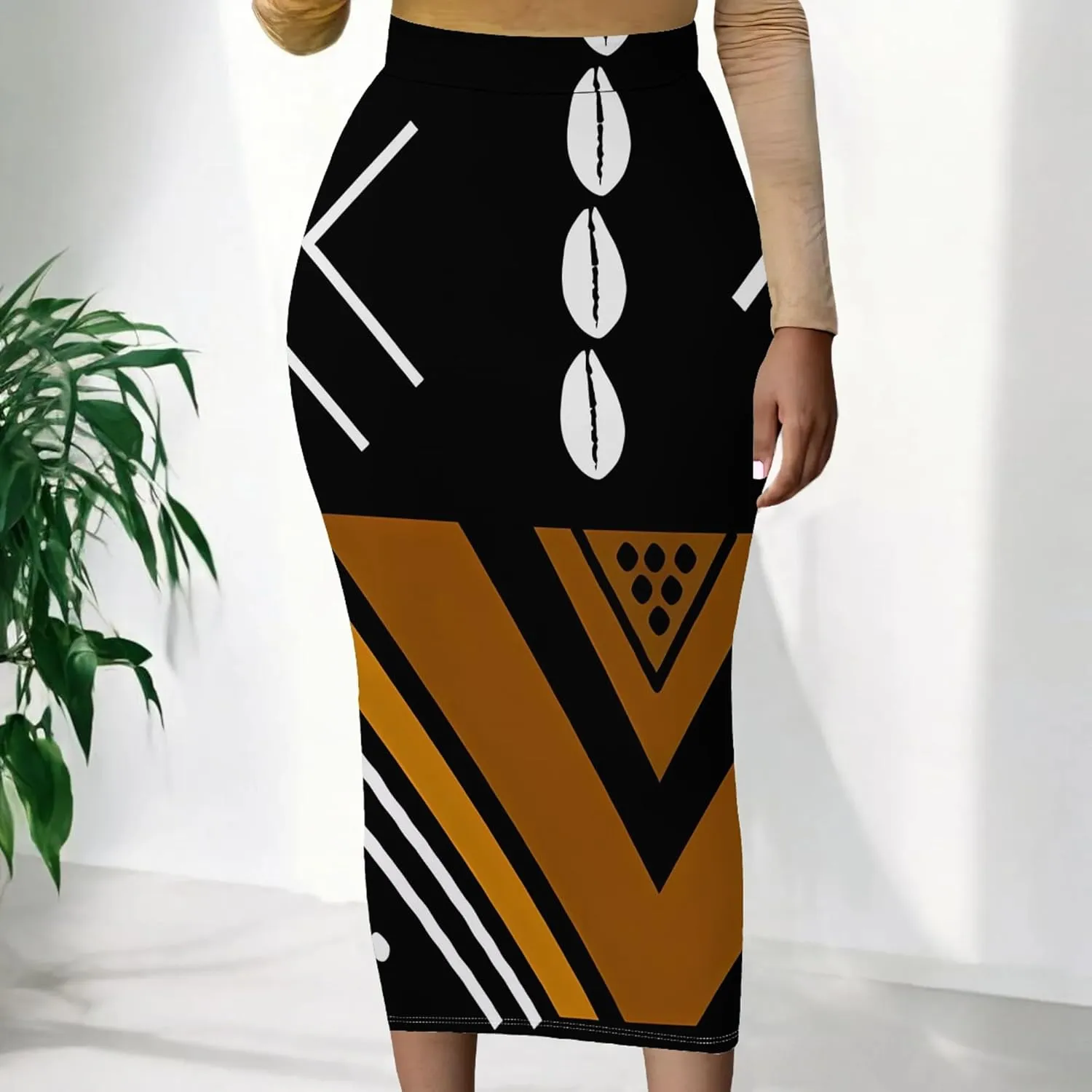 Women's High Waist Tummy Slim Bodycon Club Maxi Long Pencil Skirts Summer Fall Casual Elastic Below Knee Office Work Skirt