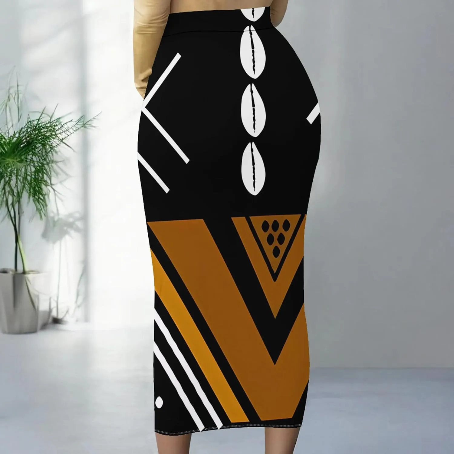 Women's High Waist Tummy Slim Bodycon Club Maxi Long Pencil Skirts Summer Fall Casual Elastic Below Knee Office Work Skirt