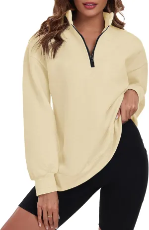 Womens Oversized Sweatshirts Hoodies Fleece Half Zip Pullover Top Casual Long Sleeves Trendy Fashion Outfit Clothes