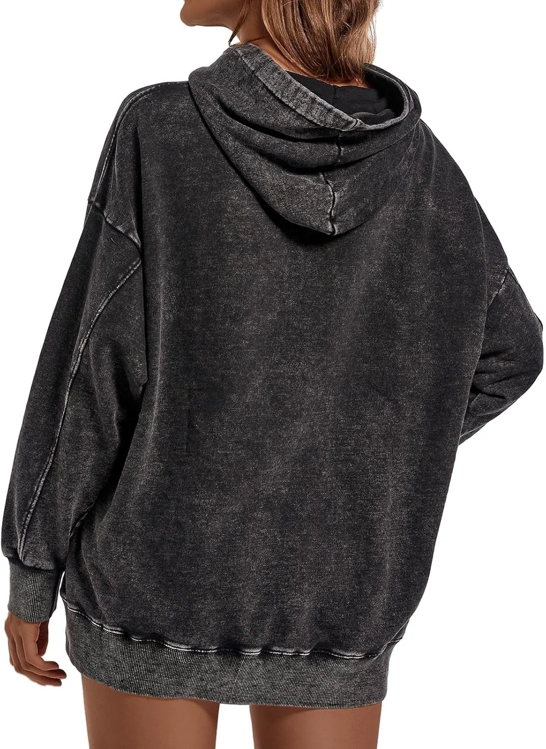 Women's Oversized Vintage Hooded Sweatshirts Acid Wash Loose Fit Baggy Trendy Casual Pullover Hoodies 2024