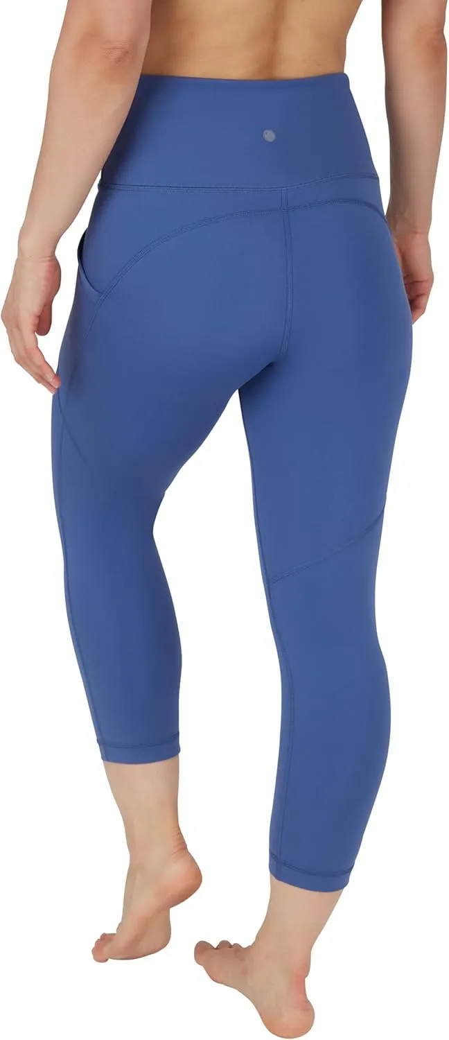 Yogalicious High Waist Squat Proof Yoga Capri Leggings with Side Pockets for Women