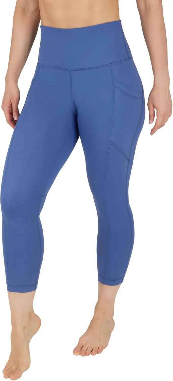 Yogalicious High Waist Squat Proof Yoga Capri Leggings with Side Pockets for Women