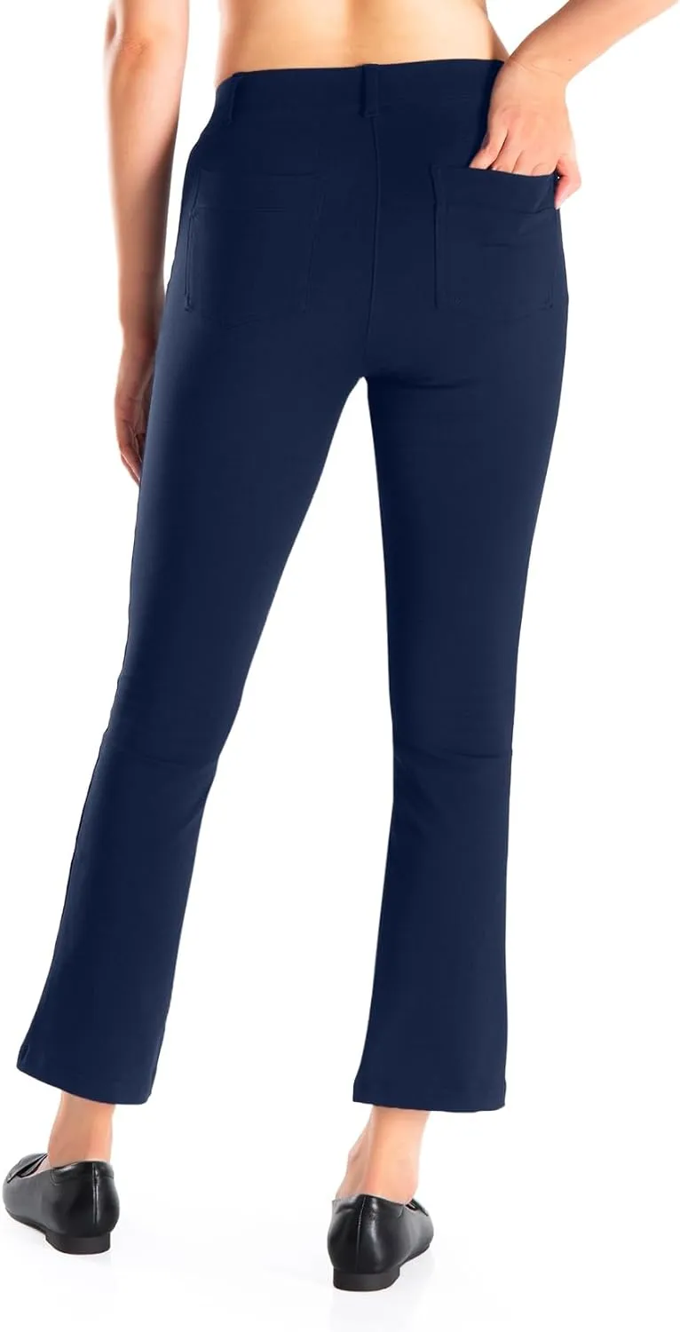 Yogipace,Belt Loops,Women's Petite/Regular/Tall Flare Cropped Yoga Dress Pants Capris Stretchy Work Ankle Pant