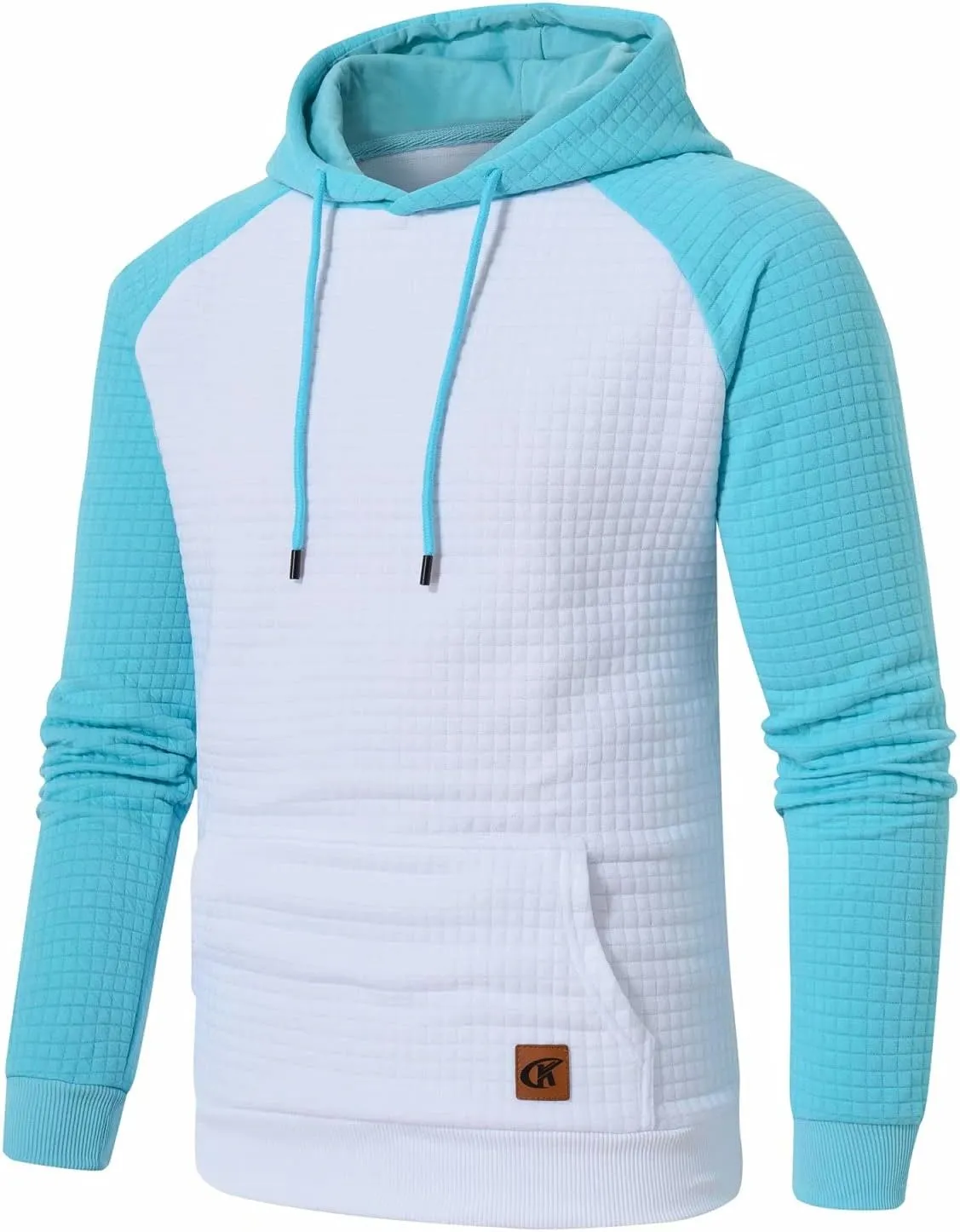 Yundobop Men's Pullover Hoodies Plaid Jacquard Long Sleeve Drawstring Hipster Casual Hooded Sweatshirts with Kanga Pockets
