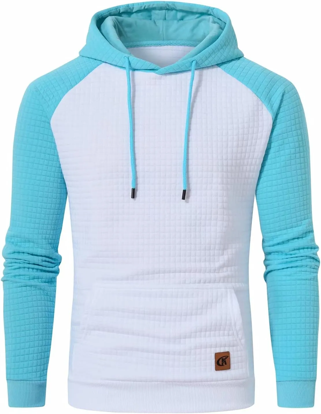 Yundobop Men's Pullover Hoodies Plaid Jacquard Long Sleeve Drawstring Hipster Casual Hooded Sweatshirts with Kanga Pockets