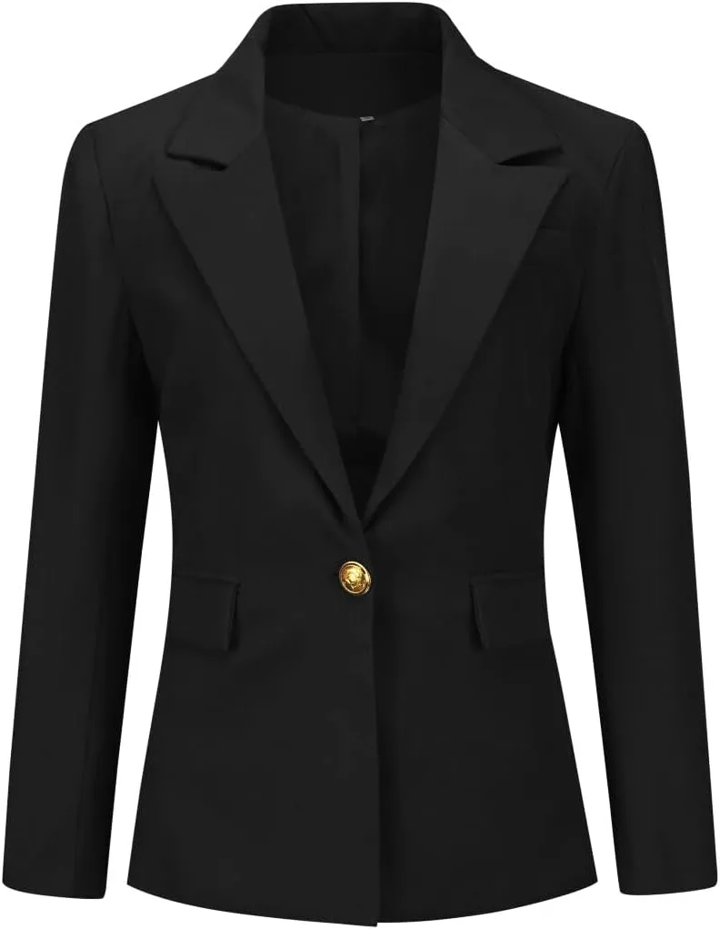 YYNUDA Women's 1 Button 2 Piece Lady Suit Set Office Work Solid Blazer Jacket and Pants