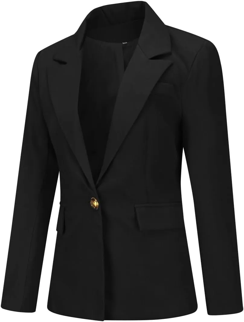 YYNUDA Women's 1 Button 2 Piece Lady Suit Set Office Work Solid Blazer Jacket and Pants
