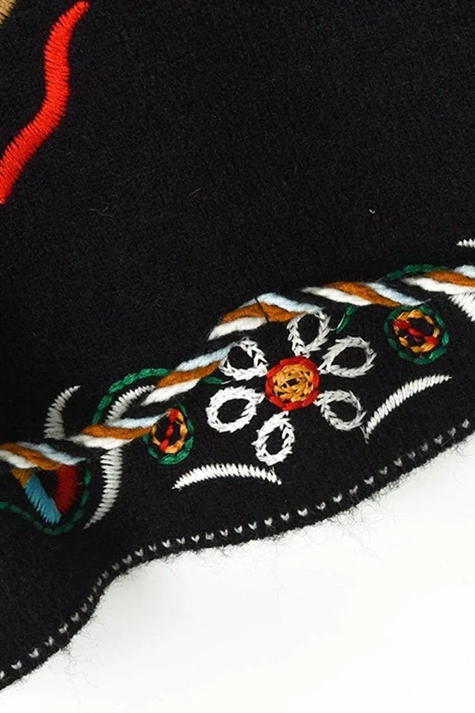 Zabela Black Sweater with Embroidery