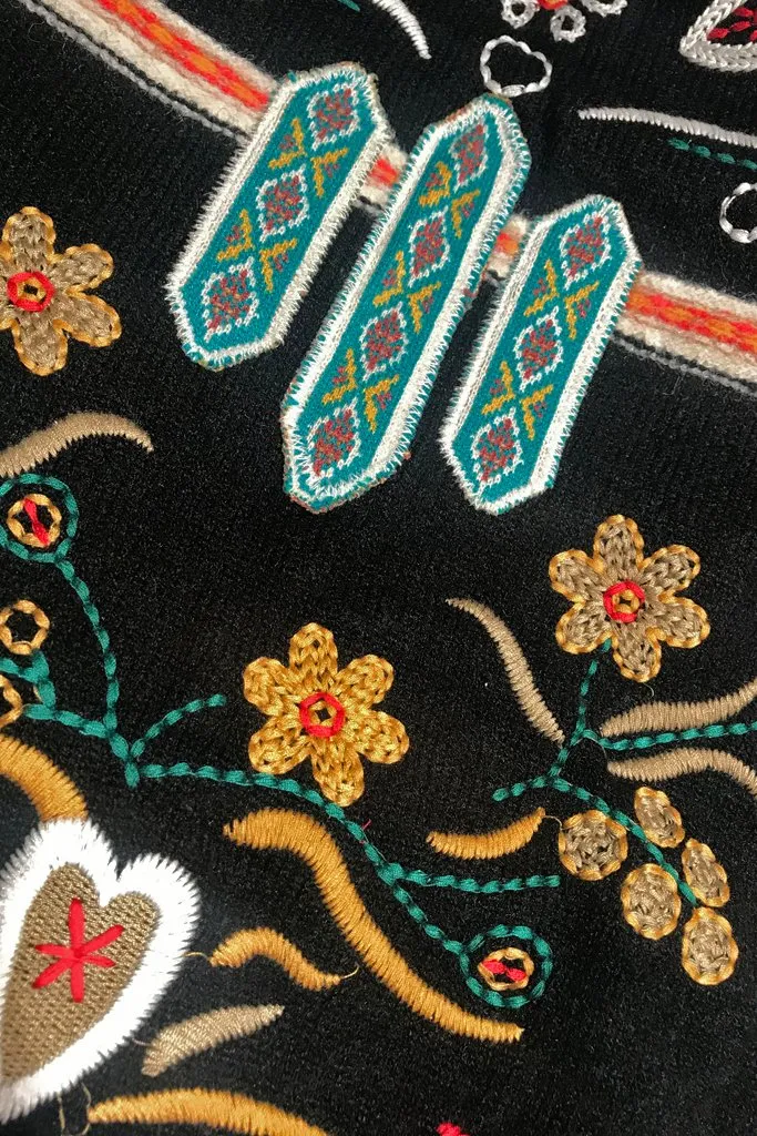 Zabela Black Sweater with Embroidery
