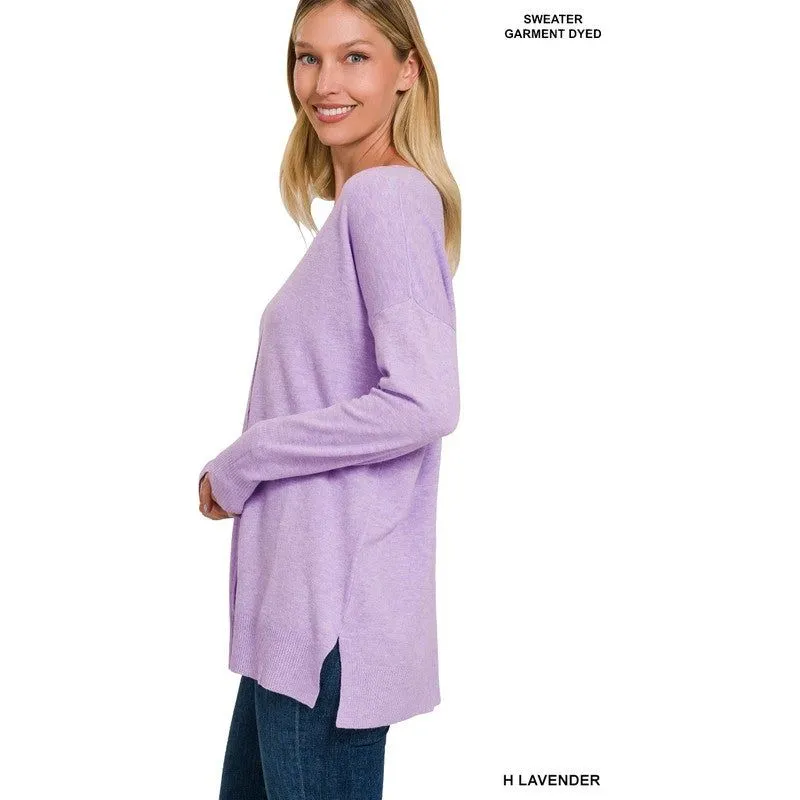 ZENANA Garment Dyed Front Seam Sweater